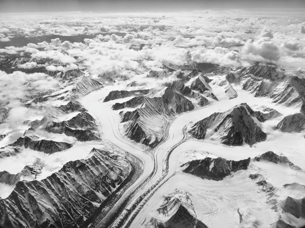 View of a glacier en route Leh (DEL to IXL) via Vistara Air 701